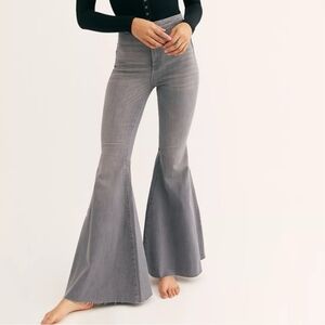 Free People Just Float On Grey Flare Jean Pants